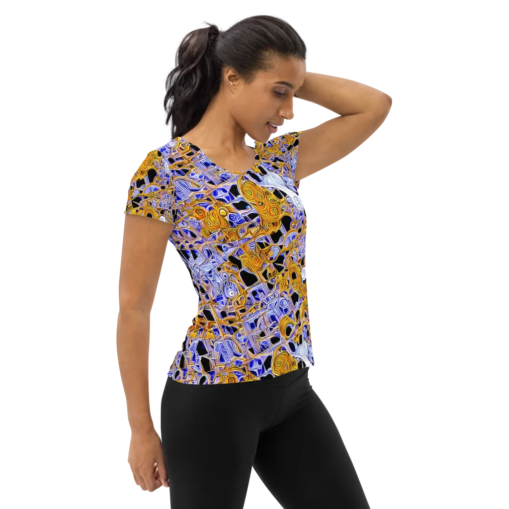 Cobalt Conflagration on Women's Athletic T-Shirt — Right