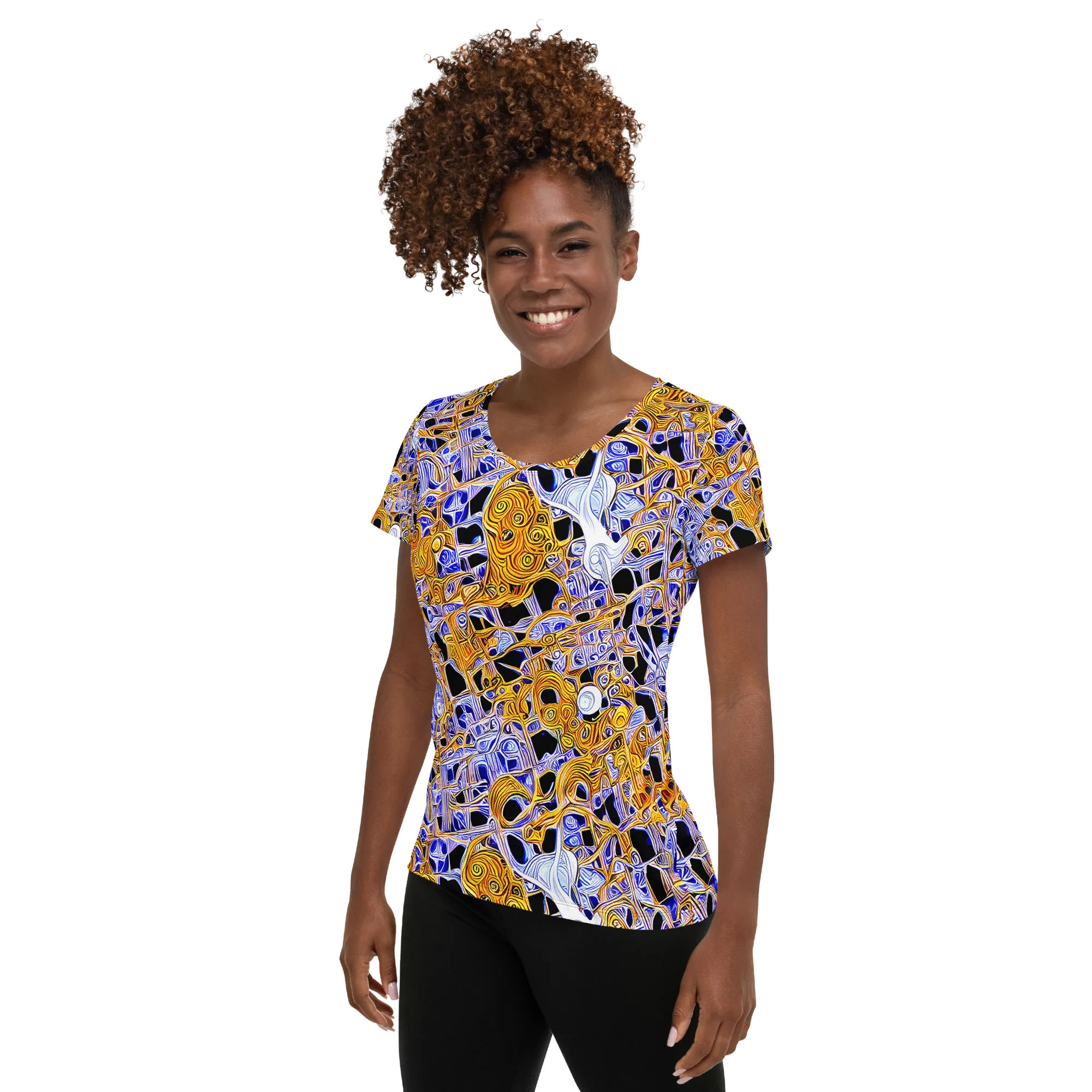 Cobalt Conflagration on Women's Athletic T-Shirt — Left