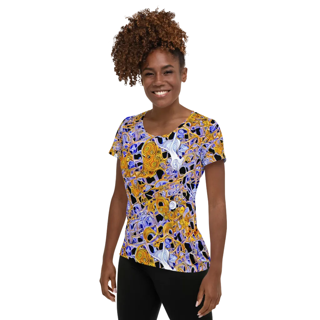 Cobalt Conflagration on Women's Athletic T-Shirt — Left