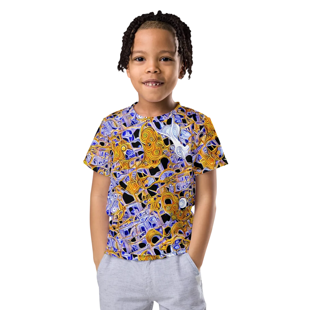 Cobalt Conflagration on Kids Crew Neck T-Shirt — Front
