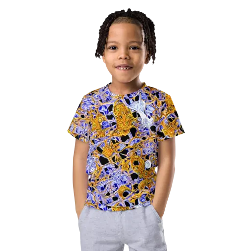 Cobalt Conflagration on a Kids Crew Neck T-Shirt