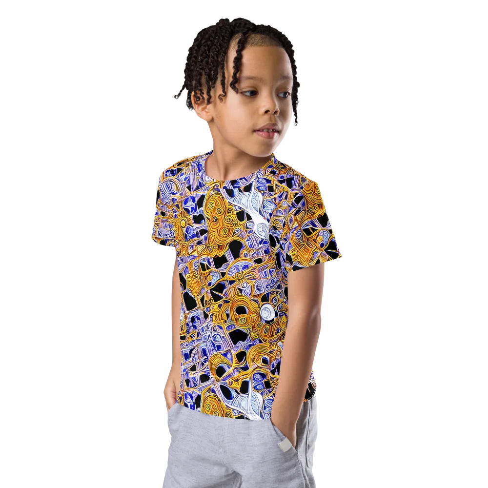 Cobalt Conflagration on Kids Crew Neck T-Shirt — Left Front