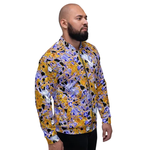 Cobalt Conflagration on a Bomber Jacket