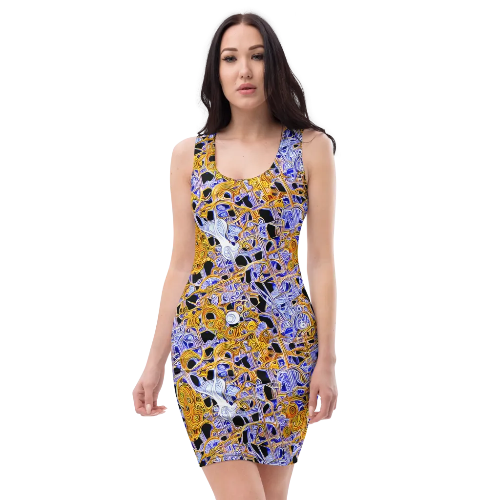 Cobalt Conflagration on Bodycon Dress — Front