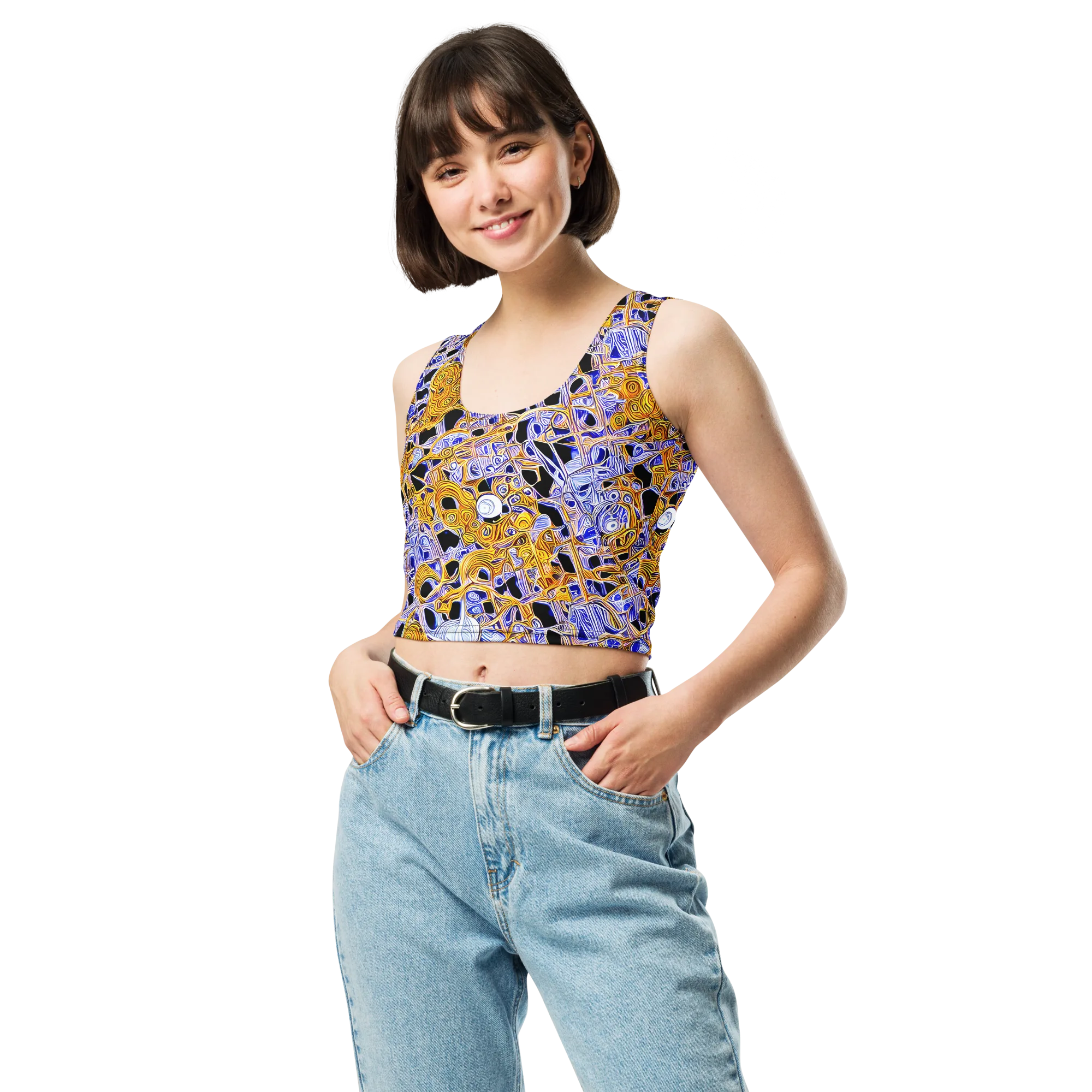 Cobalt Conflagration on Crop Top — Front