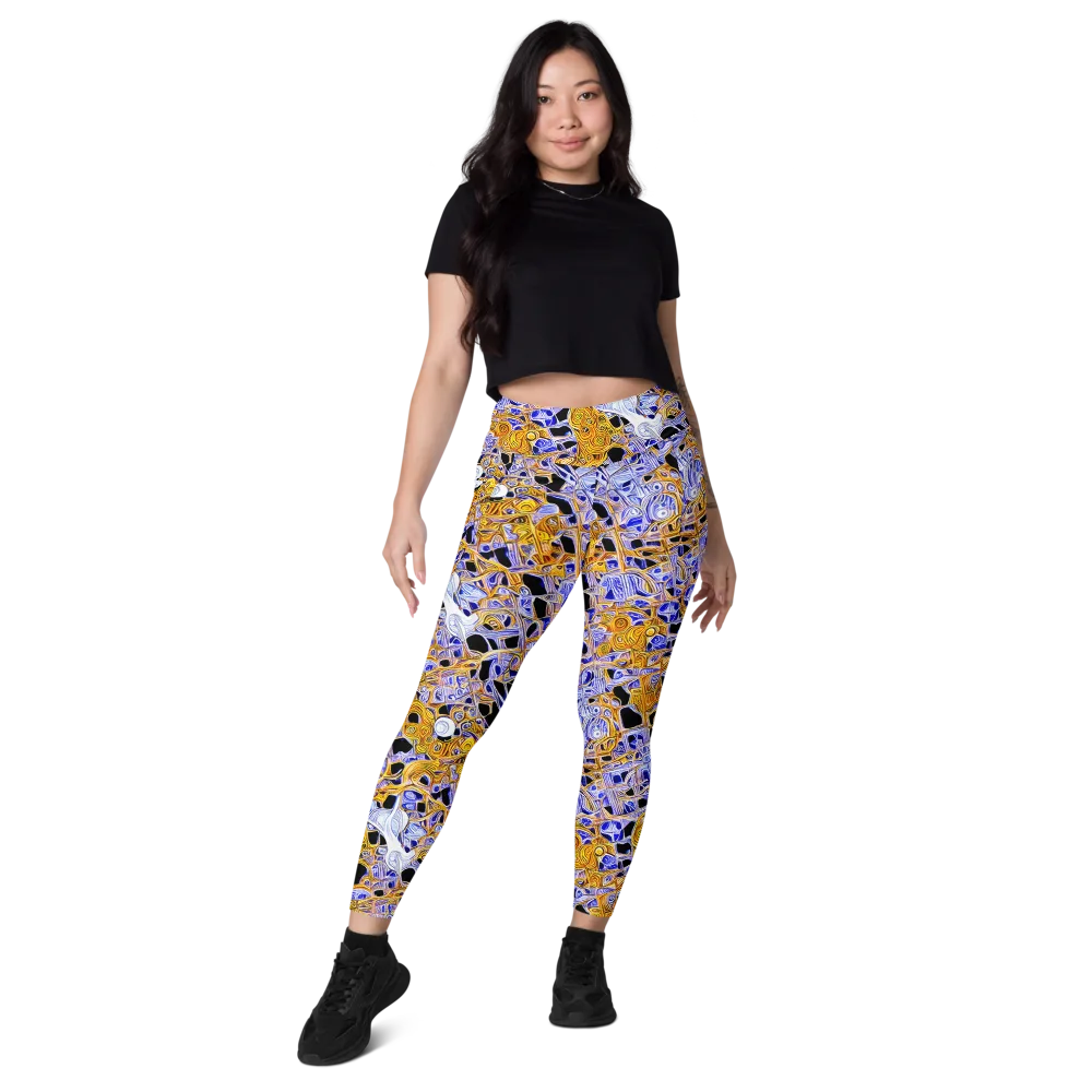 Cobalt Conflagration on Leggings with Pockets — Front