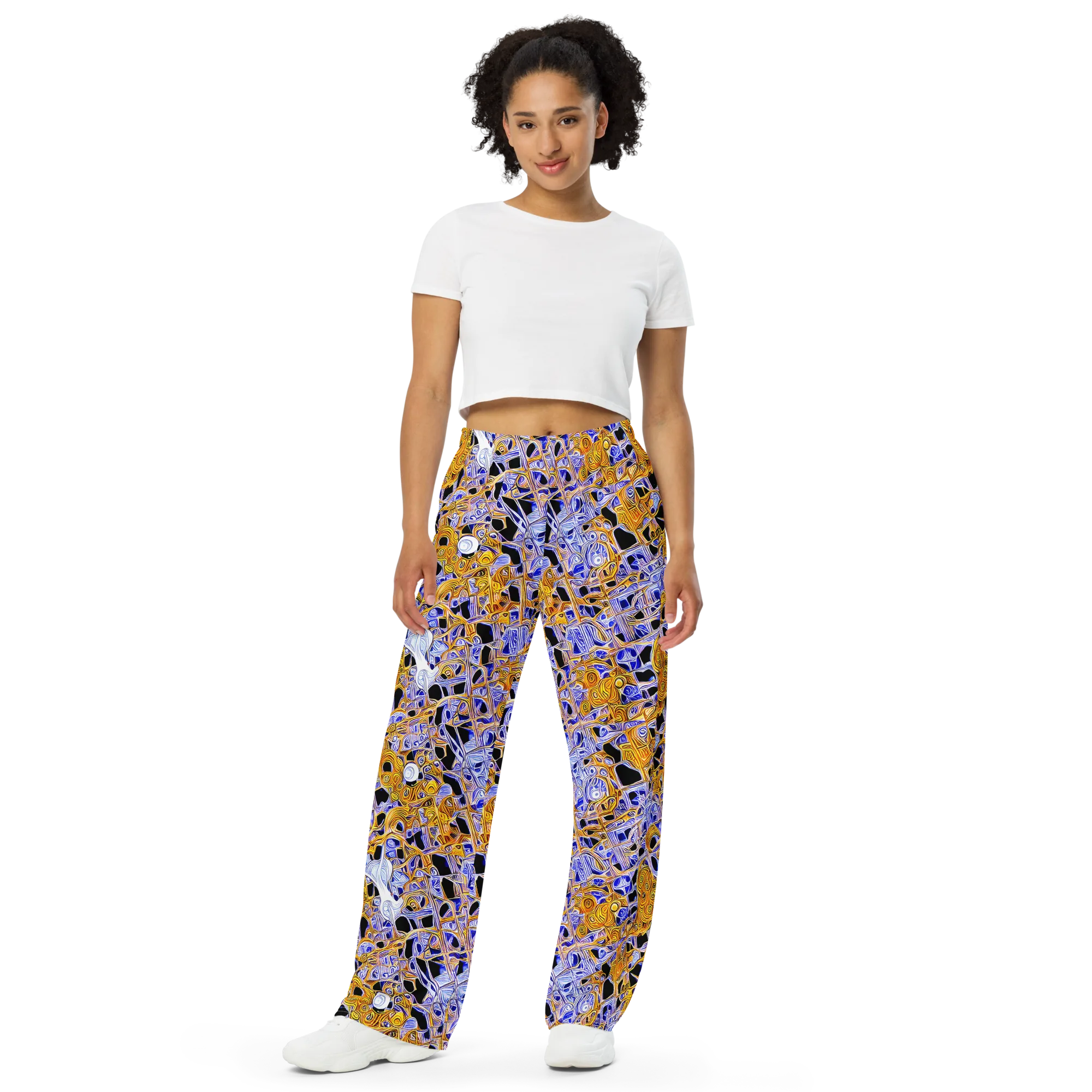 Cobalt Conflagration on Wide-Leg Pants — Front