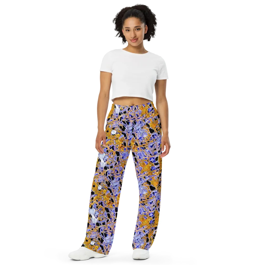 Cobalt Conflagration on Wide-Leg Pants — Front