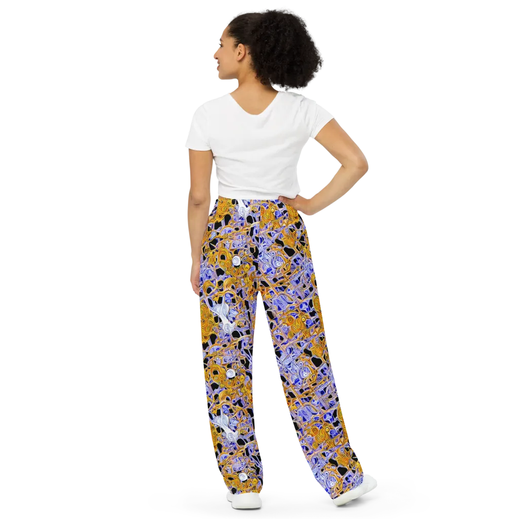 Cobalt Conflagration on Wide-Leg Pants — Back