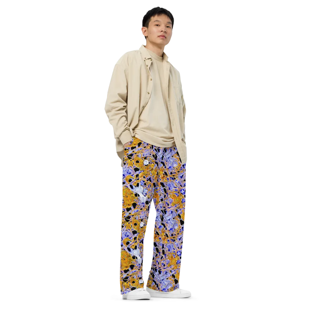 Cobalt Conflagration on Wide-Leg Pants — Right Front