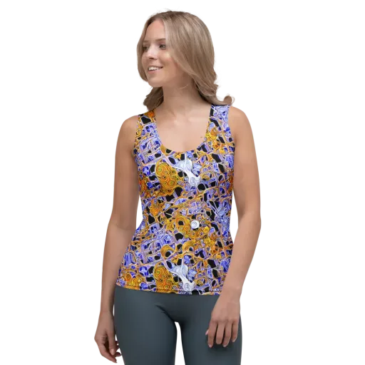 Cobalt Conflagration on a Women's Tank Top