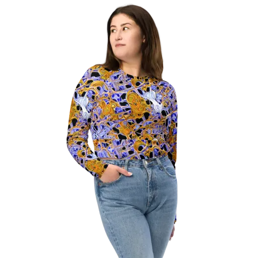Cobalt Conflagration on a Long Sleeve Crop Top