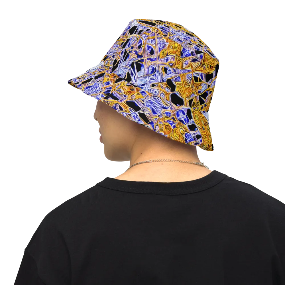 Cobalt Conflagration on Reversible Bucket Hat — Back Inside