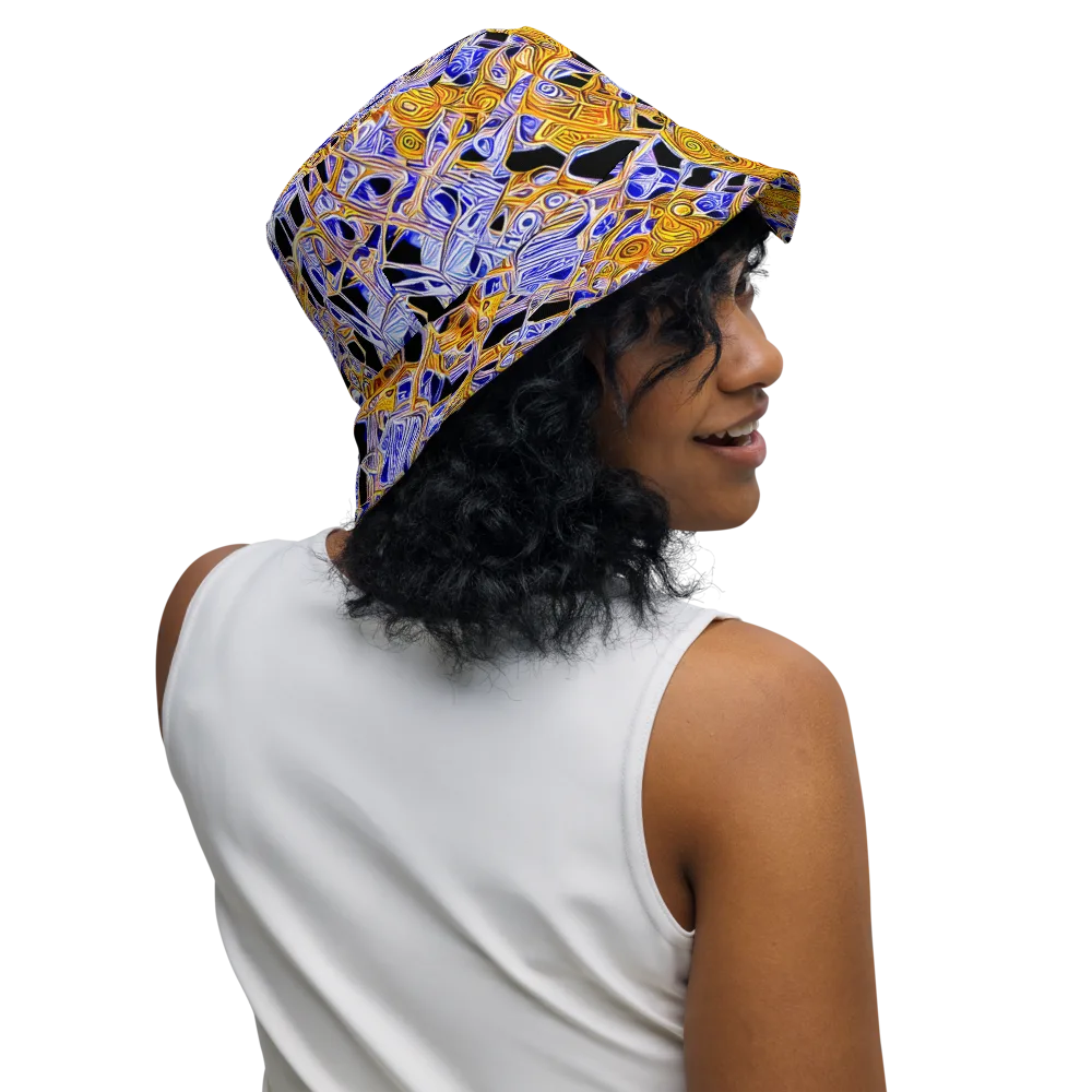 Cobalt Conflagration on Reversible Bucket Hat — Right Outside