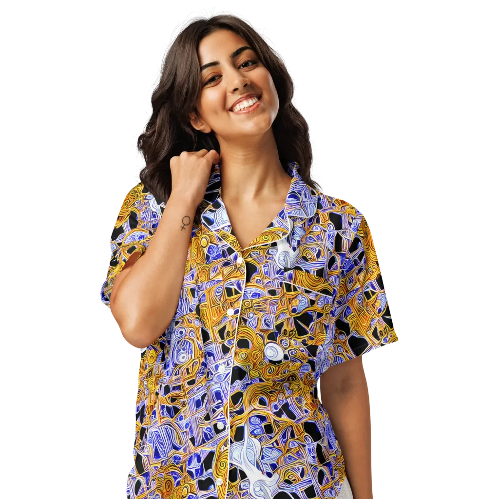 Cobalt Conflagration on Women's Short Sleeve Pajama Top — Front