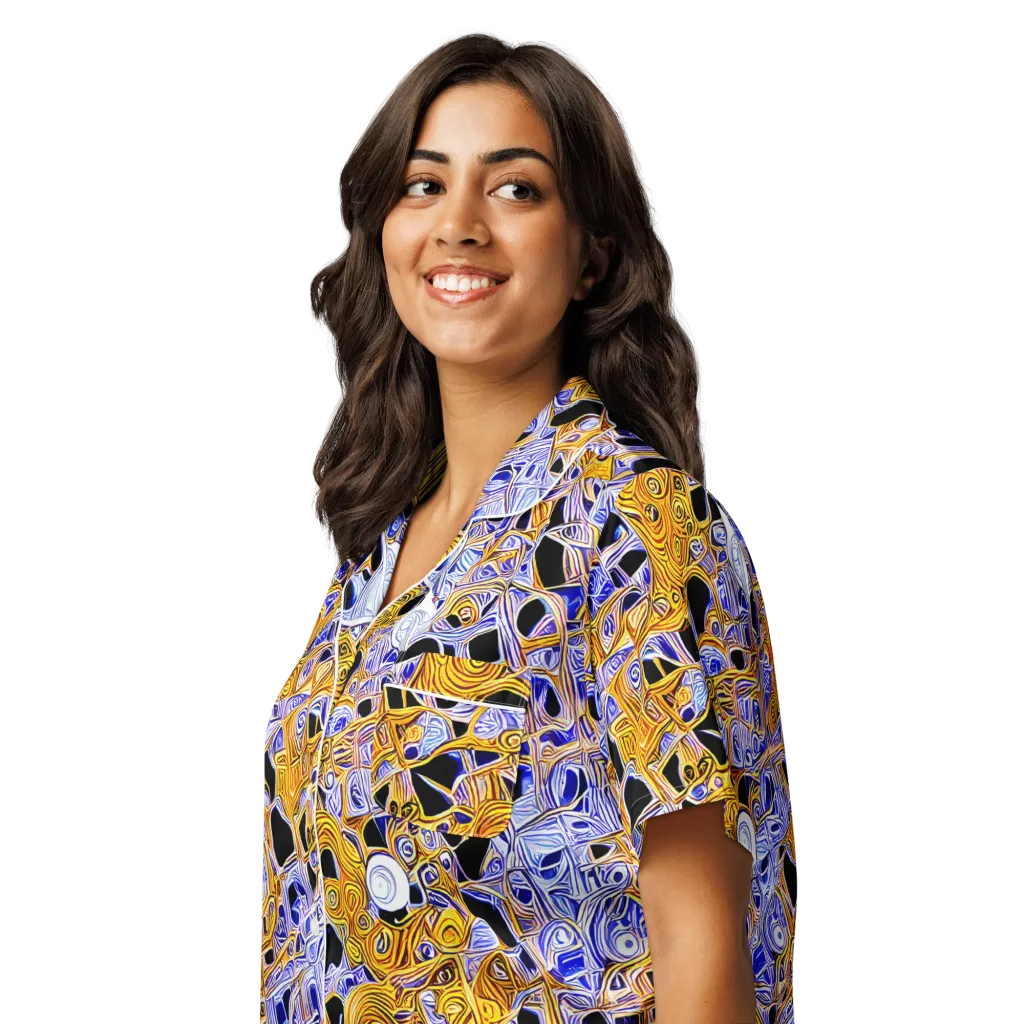 Cobalt Conflagration on Women's Short Sleeve Pajama Top — Left Front