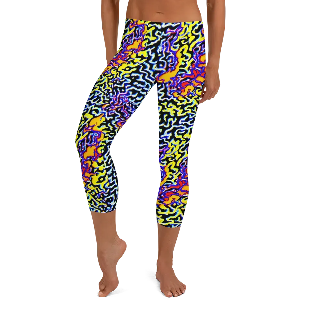 Acid Script on Capri Leggings — Front