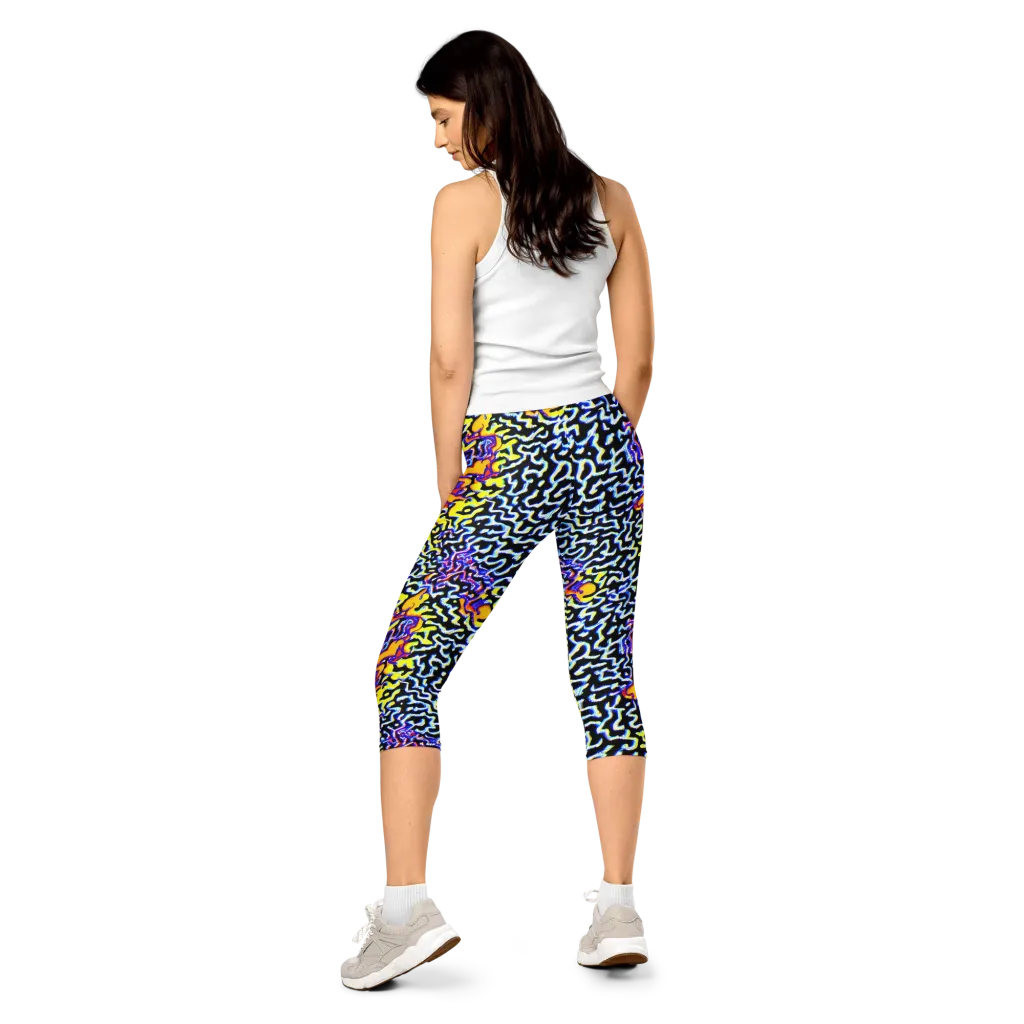 Acid Script on Capri Leggings — Back
