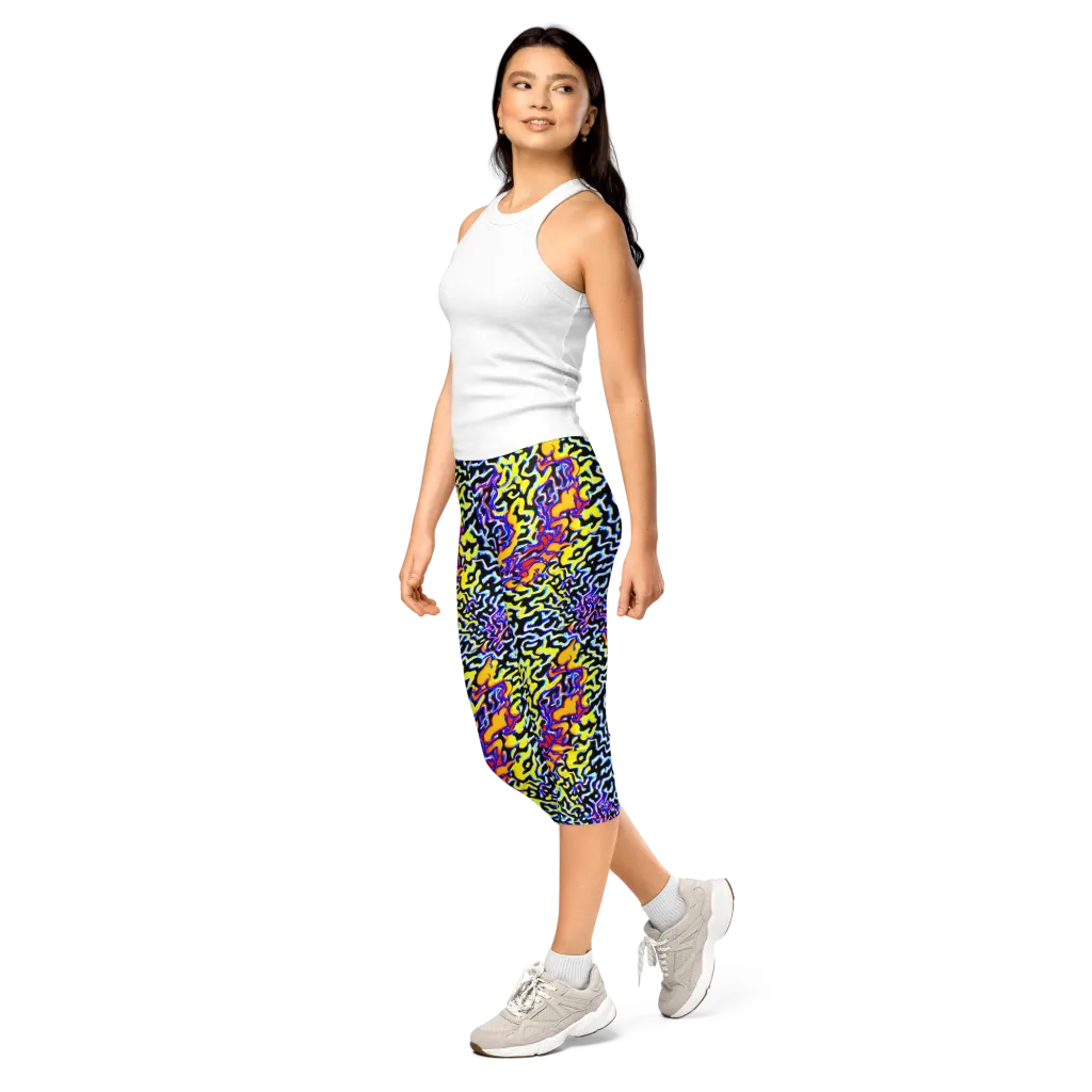 Acid Script on Capri Leggings — Left Front