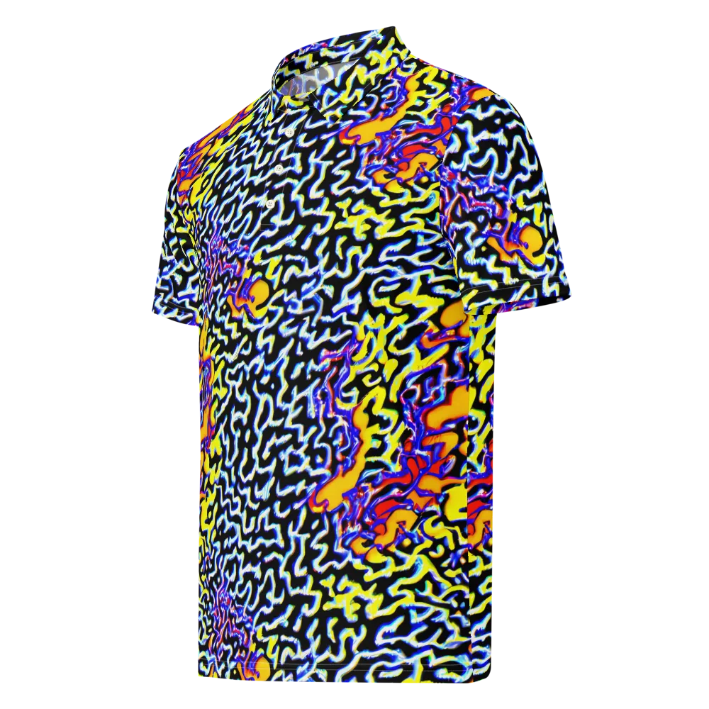 Acid Script on Men's Slim Fit Polo Shirt — Left Front