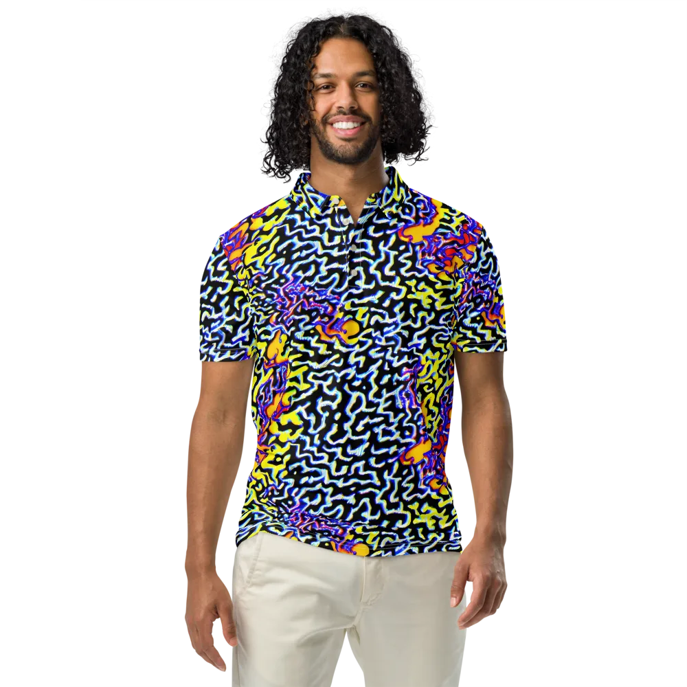 Acid Script on Men's Slim Fit Polo Shirt — Front
