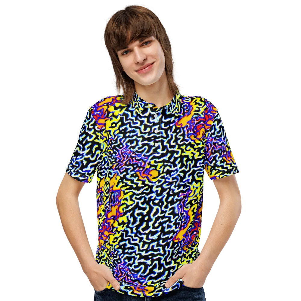 Acid Script on Men's Slim Fit Polo Shirt — Front