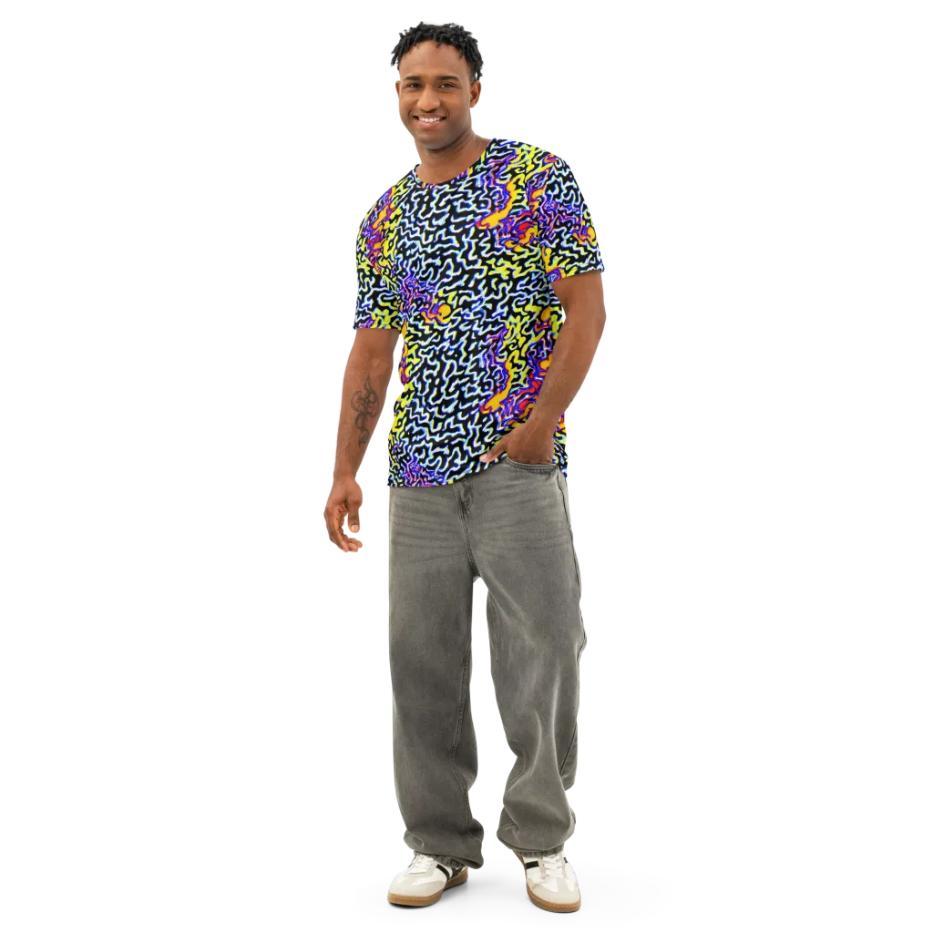 Acid Script on Men's Cotton Crew Neck T-Shirt — Front