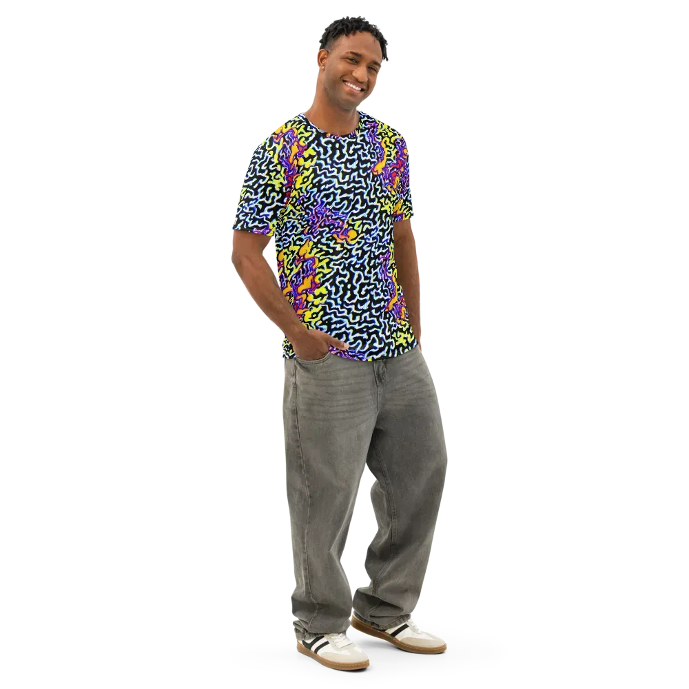 Acid Script on Men's Cotton Crew Neck T-Shirt — Right Front