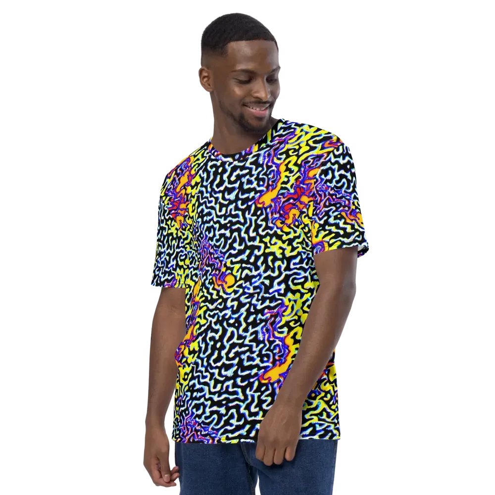 Acid Script on Men's Crew Neck T-Shirt — Left