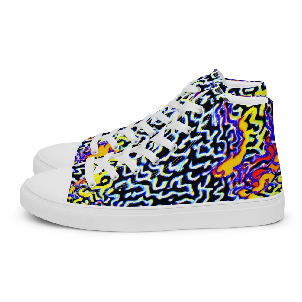 Acid Script on Men's High Top Canvas Shoes — Left