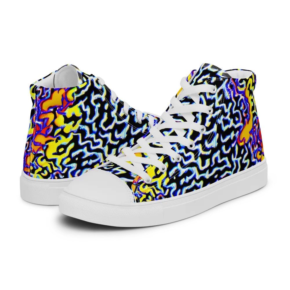 Acid Script on Men's High Top Canvas Shoes — Left