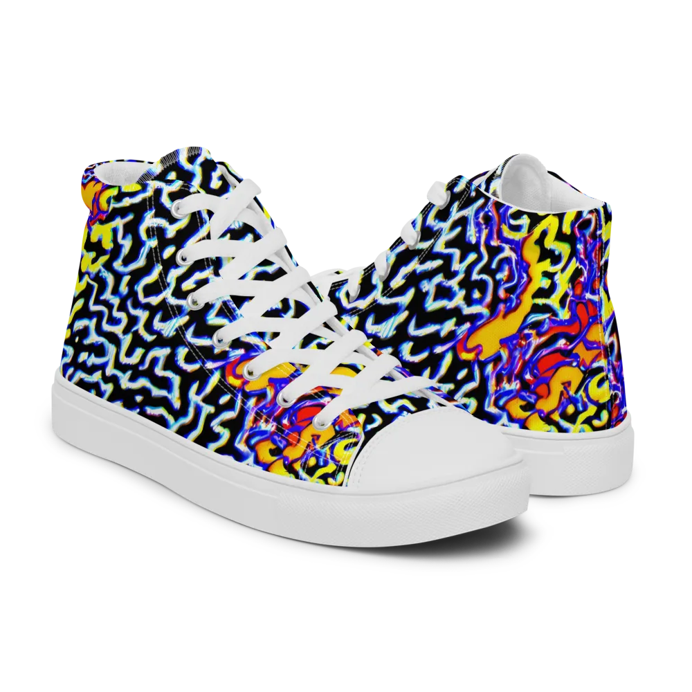 Acid Script on Men's High Top Canvas Shoes — Right