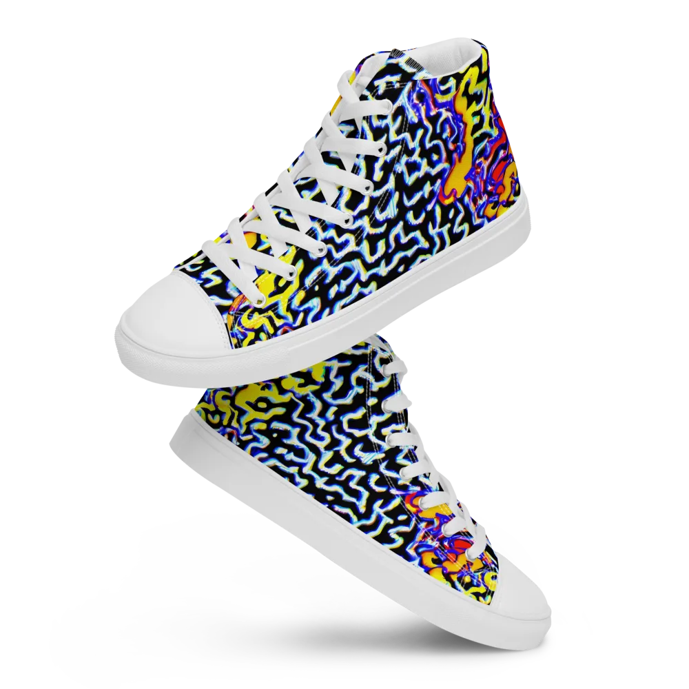 Acid Script on Men's High Top Canvas Shoes — Front