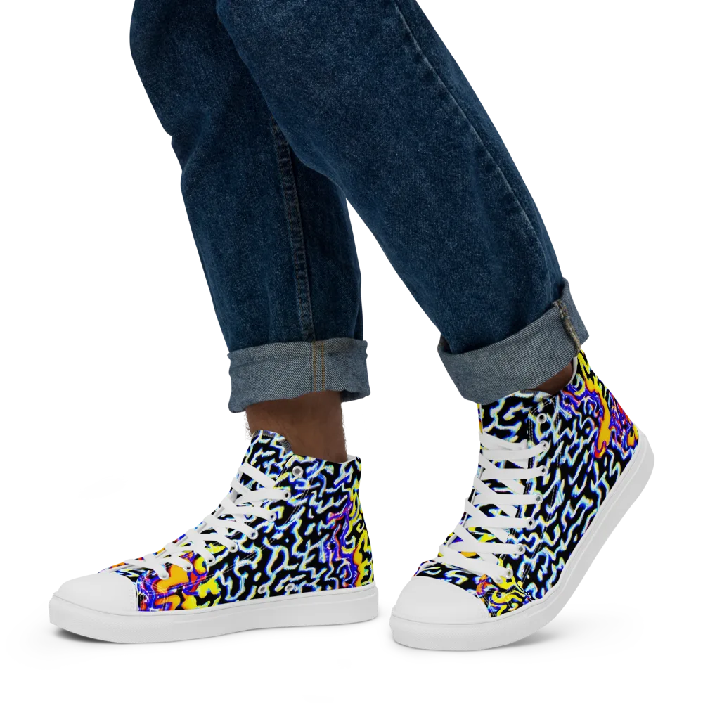 Acid Script on Men's High Top Canvas Shoes — Left