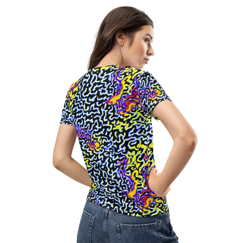 Acid Script on Women's Crew Neck T-Shirt — Back
