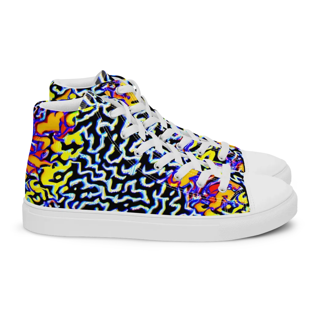 Acid Script on Women's High Top Canvas Shoes — Right