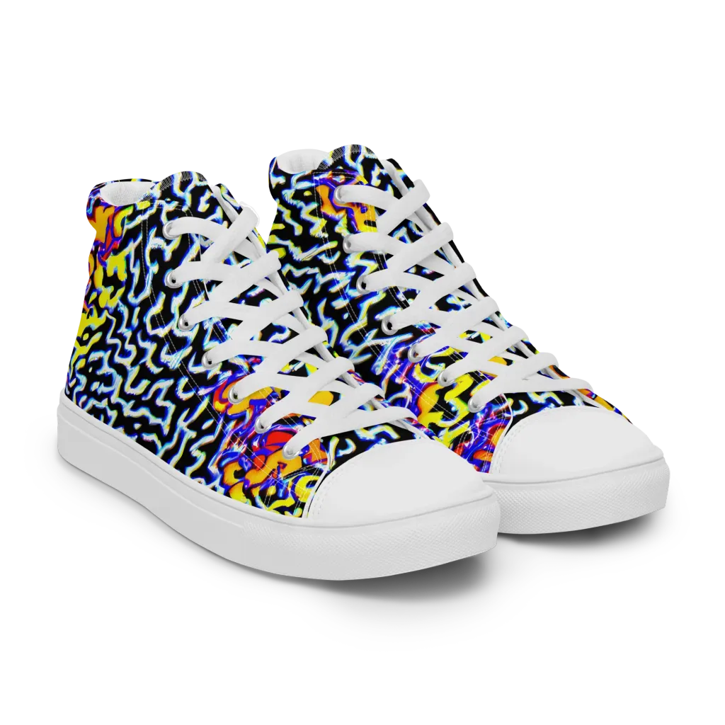Acid Script on Women's High Top Canvas Shoes — Right Front