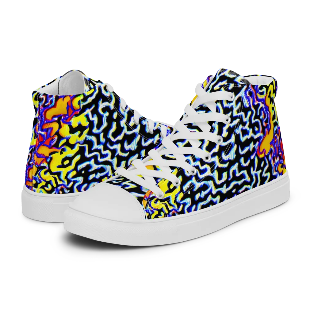 Acid Script on Women's High Top Canvas Shoes — Left