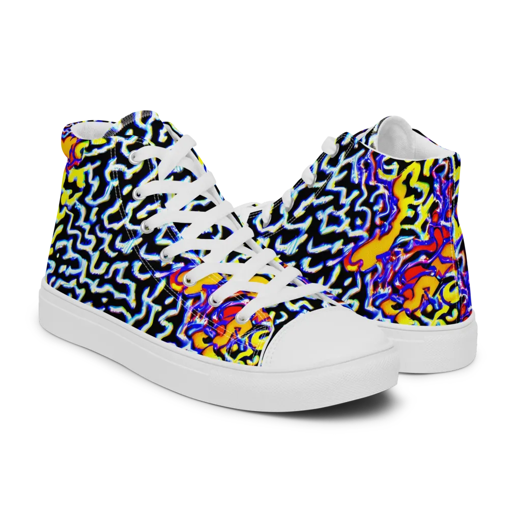 Acid Script on Women's High Top Canvas Shoes — Right