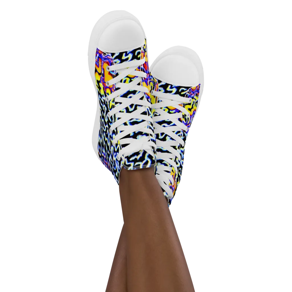 Acid Script on Women's High Top Canvas Shoes — Front
