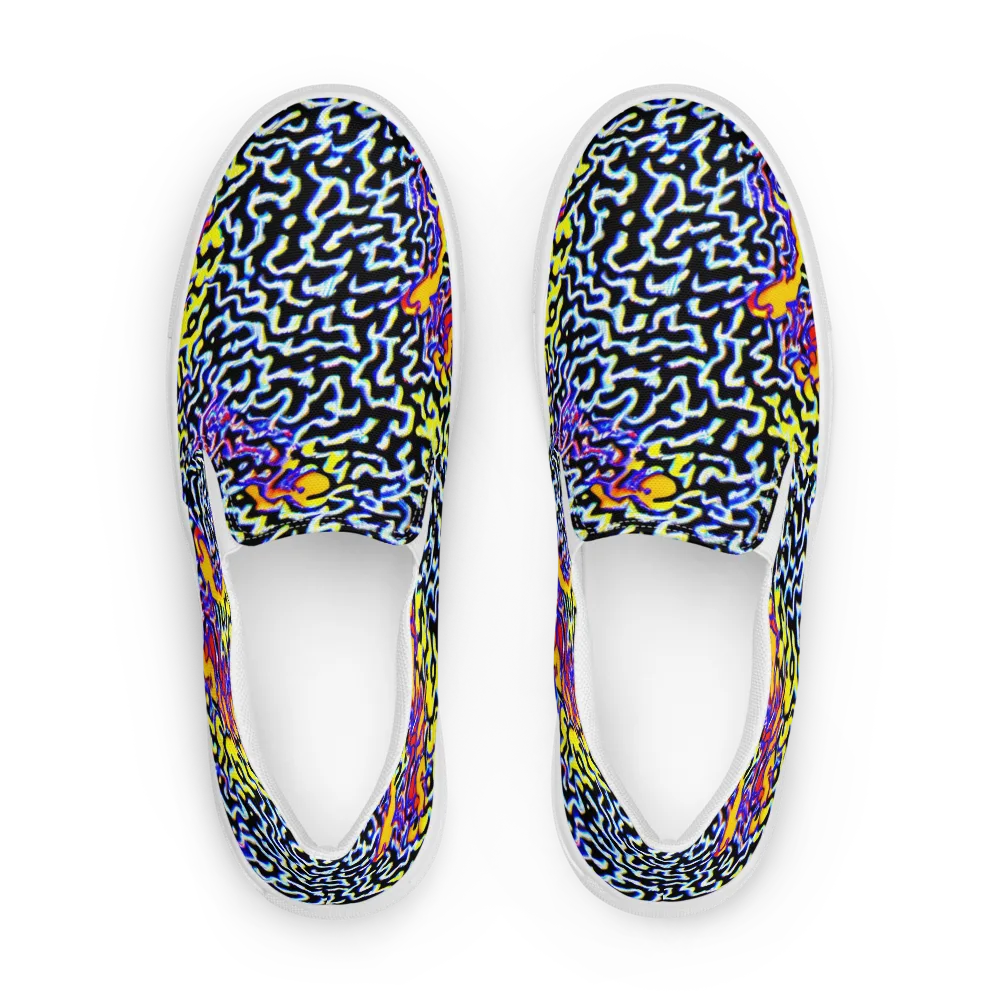 Acid Script on Men's Slip-On Canvas Shoes — Front