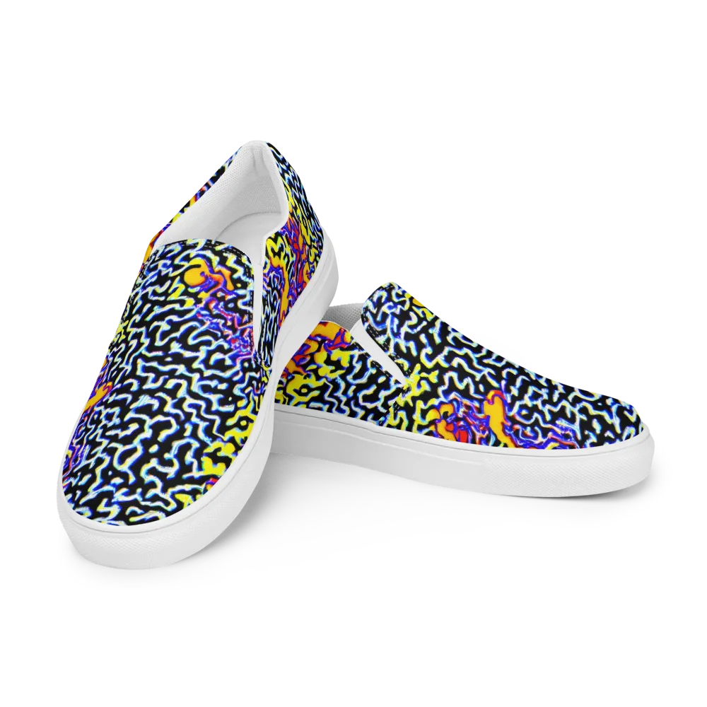 Acid Script on Men's Slip-On Canvas Shoes — Left Front
