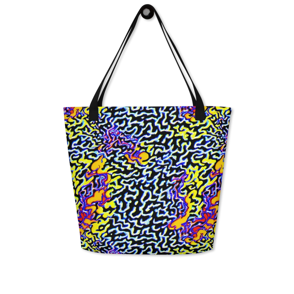 Acid Script on Large Tote Bag W/ Pocket — Front