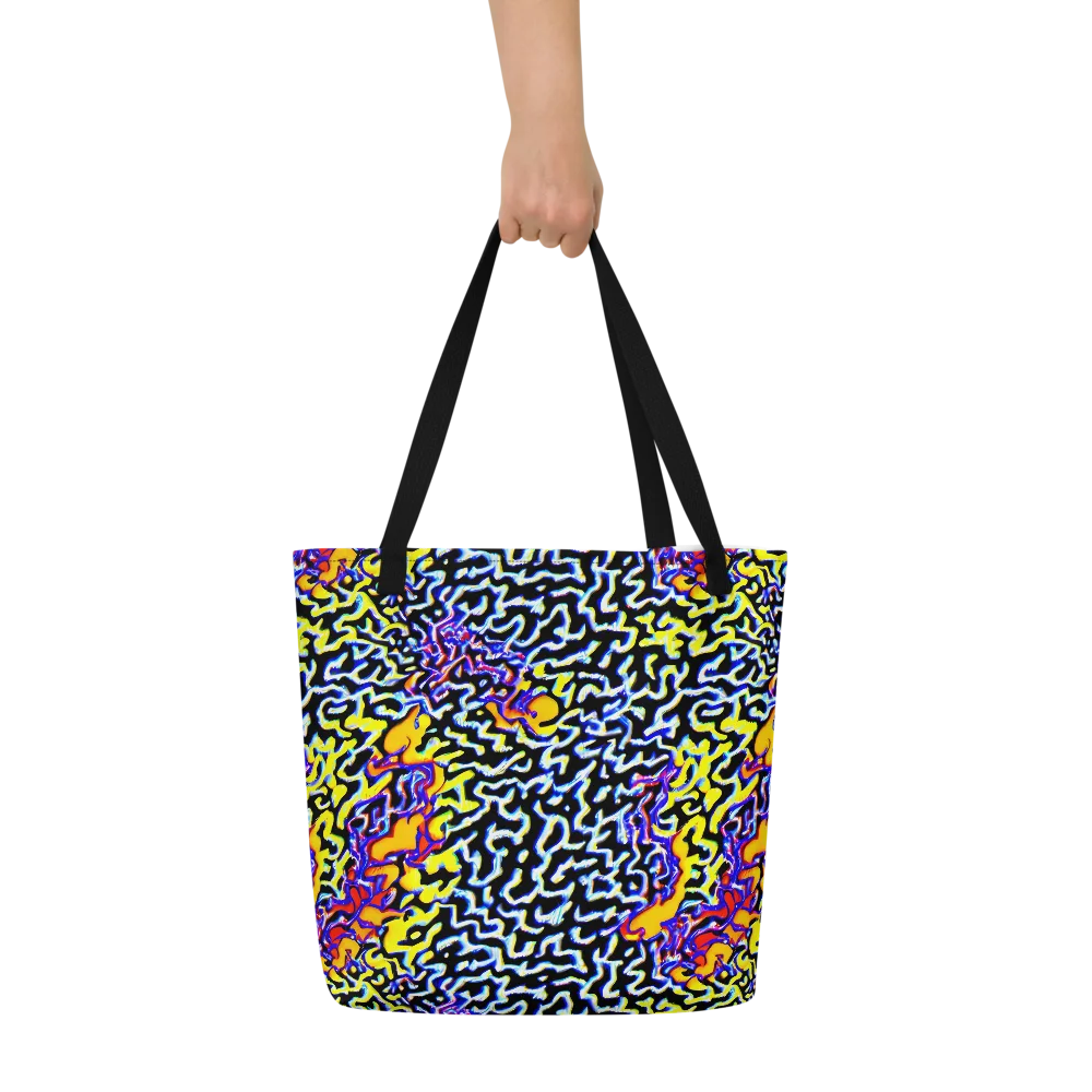 Acid Script on Large Tote Bag W/ Pocket — Front