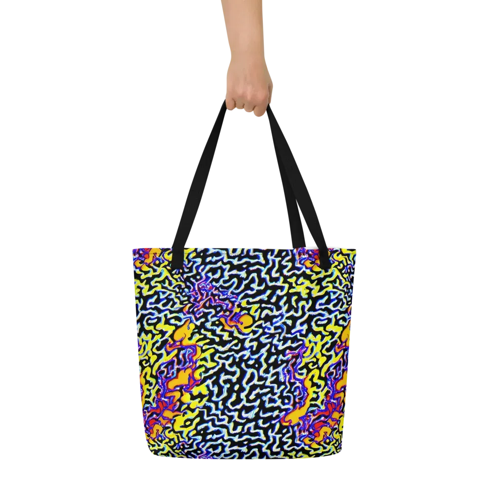 Acid Script on Large Tote Bag W/ Pocket — Front