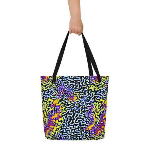 Acid Script on a Large Tote Bag W/ Pocket