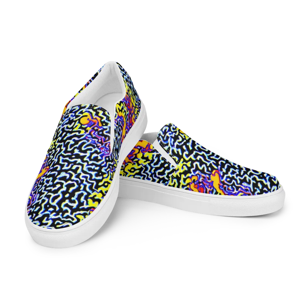 Acid Script on Women's Slip-On Canvas Shoes — Left Front