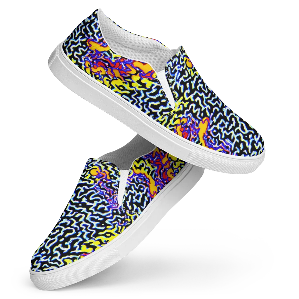 Acid Script on Women's Slip-On Canvas Shoes — Front