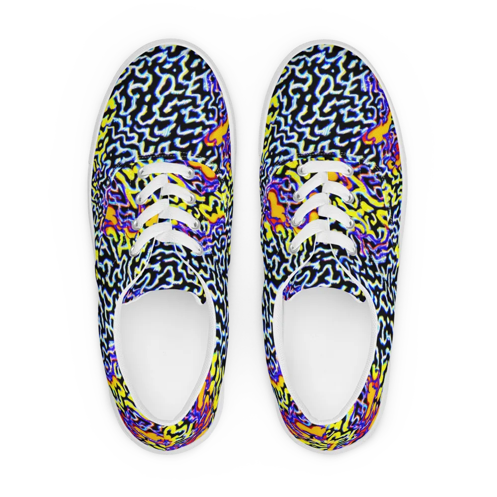 Acid Script on Men's Lace-Up Canvas Shoes — Front