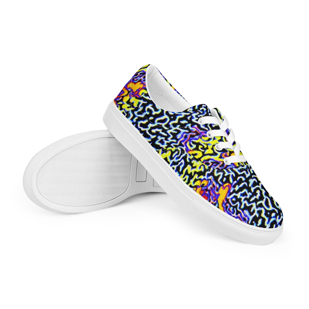 Acid Script on Men's Lace-Up Canvas Shoes — Right Front